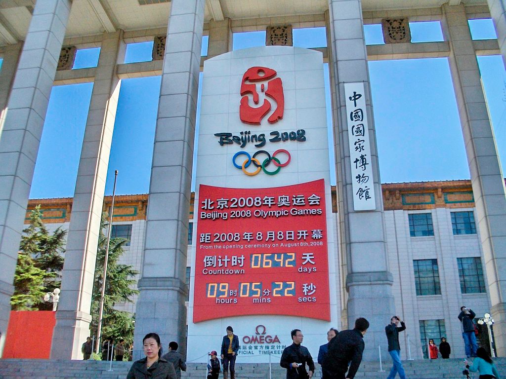Countdown clock for the 2008 Beijing Olympics.