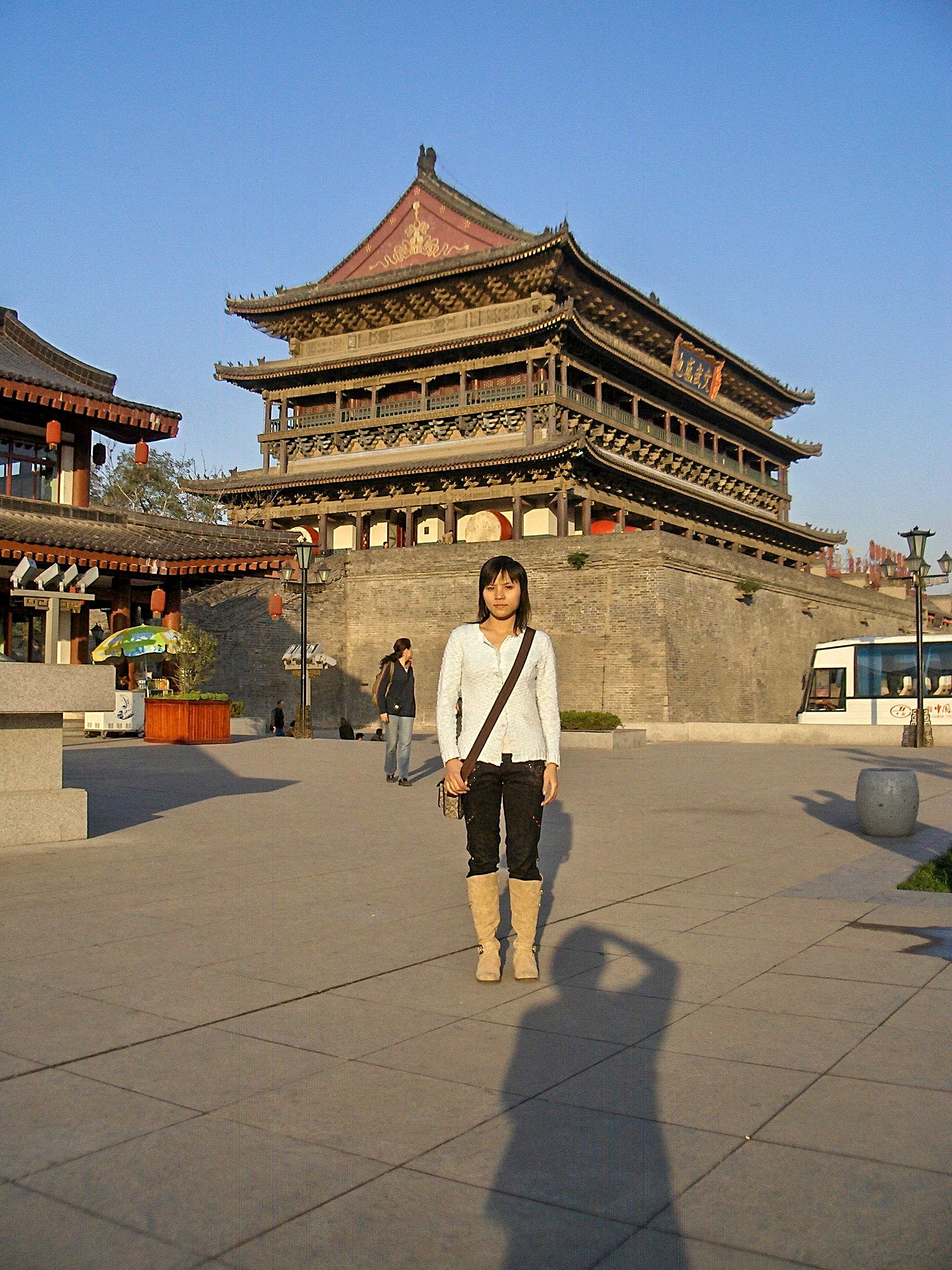 Betty in front of Drum Tower.