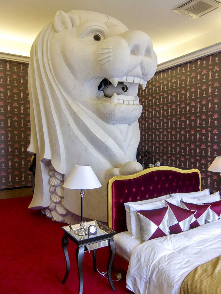 Interior of the Merlion Hotel, in Singapore.