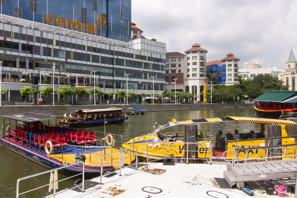 Some water taxis in Singapore.